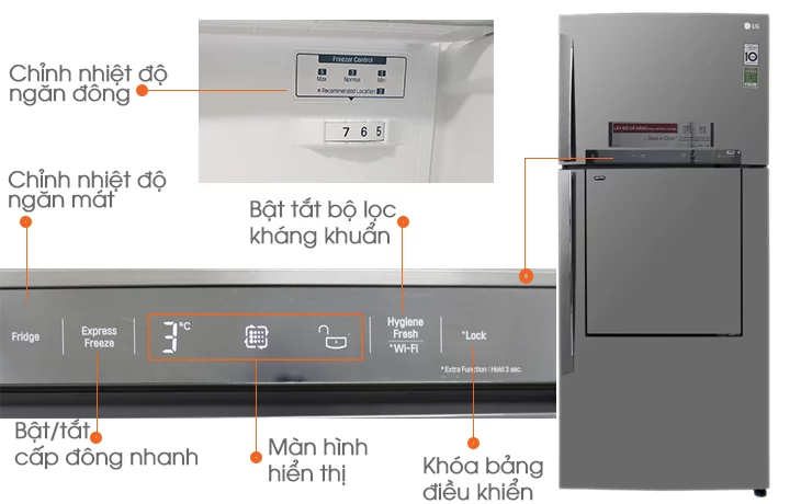 Bảng điều khiển tủ lạnh LG hiển thị mã lỗi