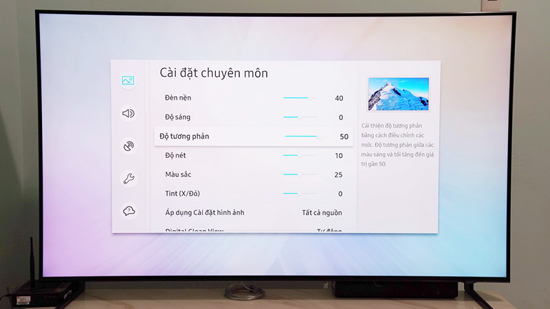 Menu cài đặt hình ảnh trên Tivi LG