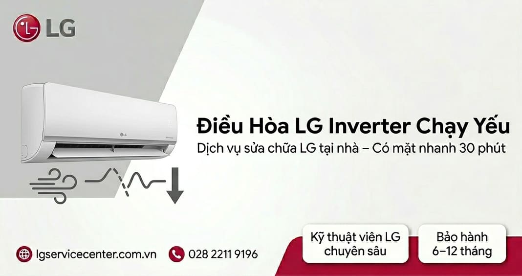 Điều hòa LG Inverter chạy yếu - Khắc phục chuyên nghiệp 24/7