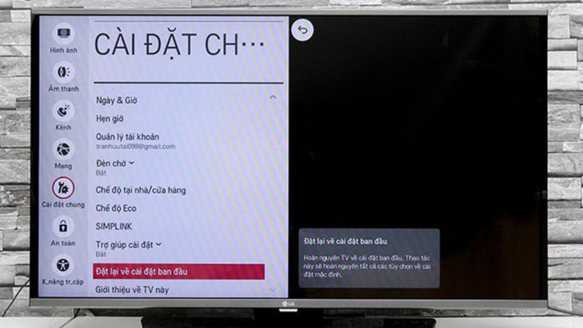 Cách Reset Tivi LG
