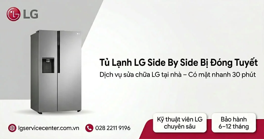 Tủ lạnh LG Side by Side bị đóng tuyết